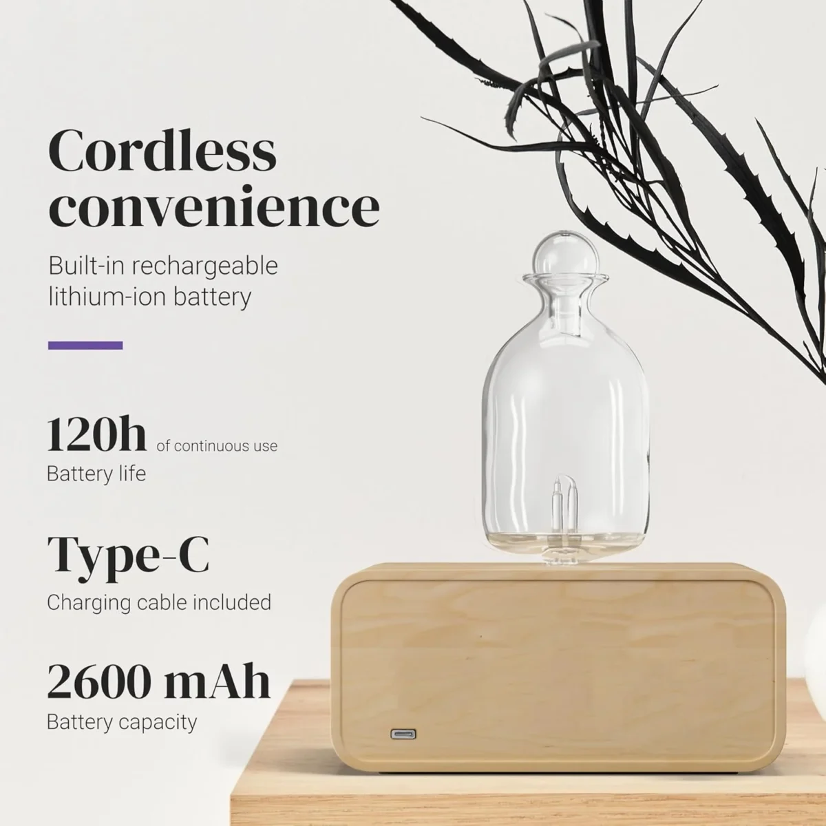 Nebulizing Essential Oil Diffuser – Battery Operated Wood & Glass - Image 5