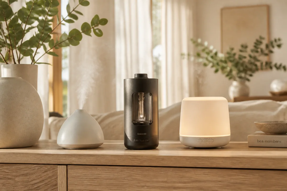 Essential oil diffuser buying guide comparing ultrasonic, nebulizing, and ceramic diffusers for home scenting